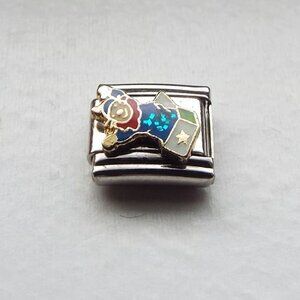 Enamel September birthstone jack in box 9mm stainless steel italian charm link